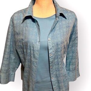 Croft & Barrow , new (set)aqua blouse with matching t shirt. X large